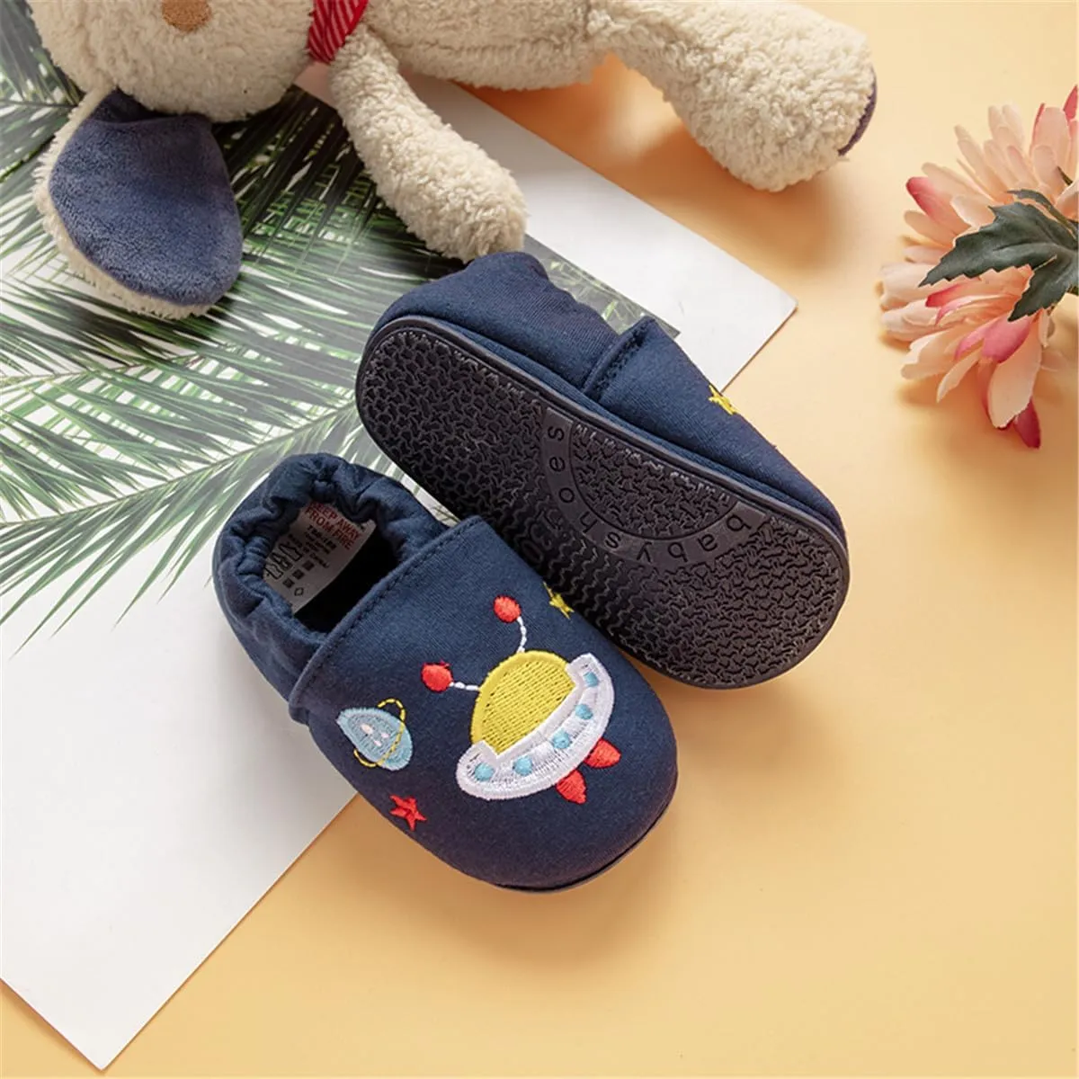 Timatego Toddler Baby Boys Girls Shoes Non Skid Slipper Sneaker Moccasins Infant First Walker House Walking Crib Shoes(6-24 Months)