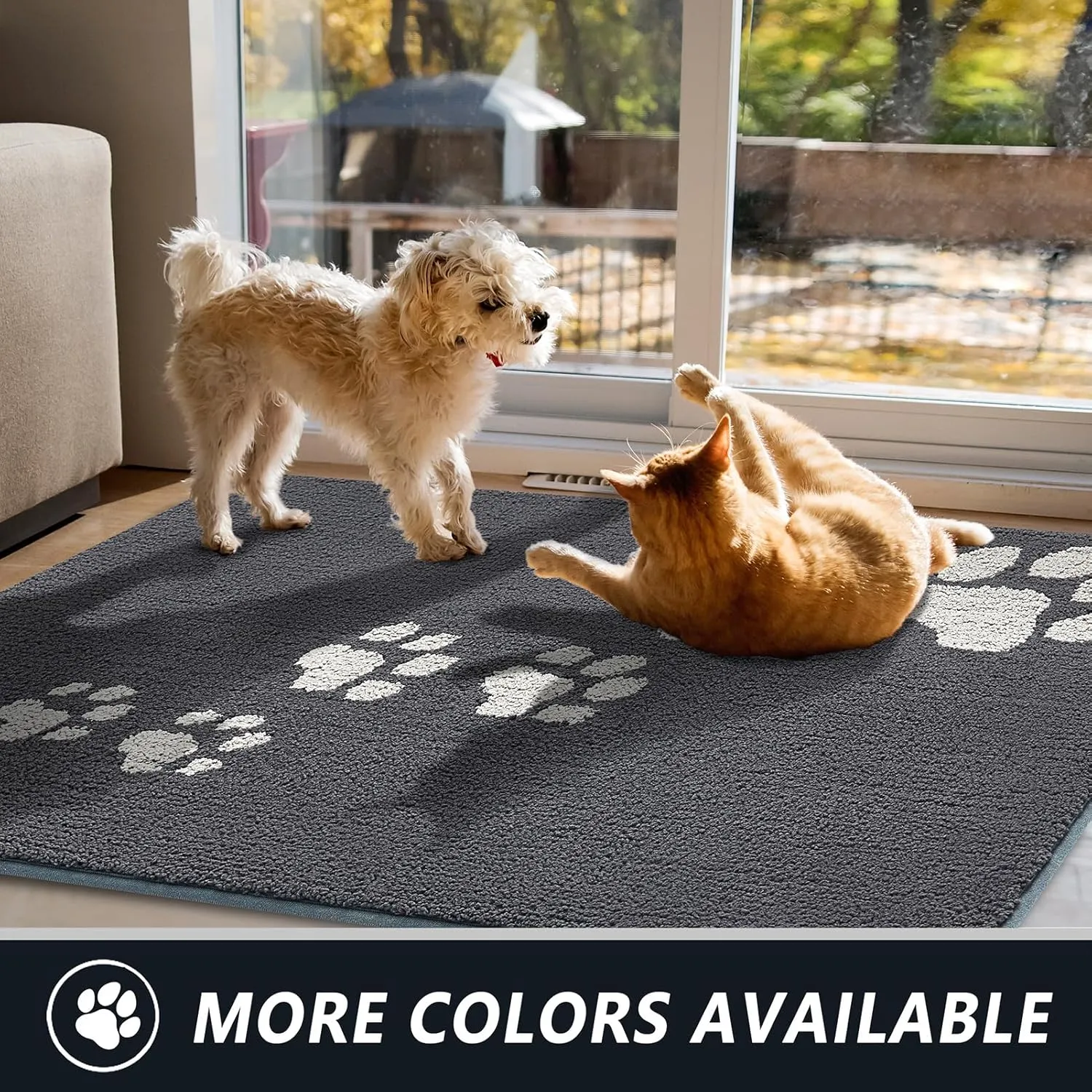 Timo Indoor Door Mat, 24"x36" Super Absorbent Dog Mats for Muddy Paws, Low-Profile Washable Entryway Rug, Rubber Backing Non Slip Front Door Mats, Resist Dirt Inside Entrance Doormat for Shoes, Grey