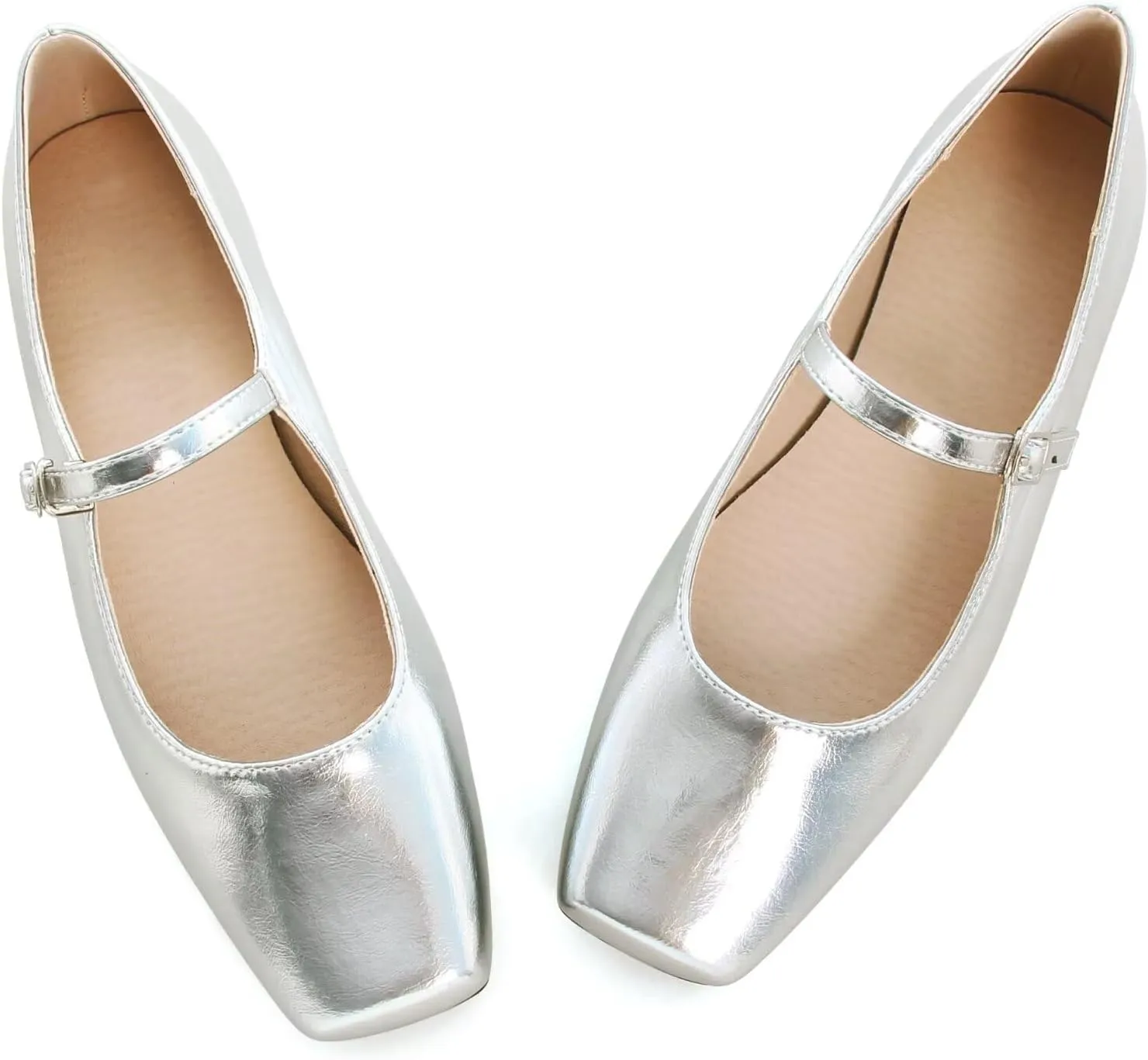TN TANGNEST Leather Flats for Women Comfortable Square Toe Slip On Flats Soft Work Flats Retro Mary Jane Flats