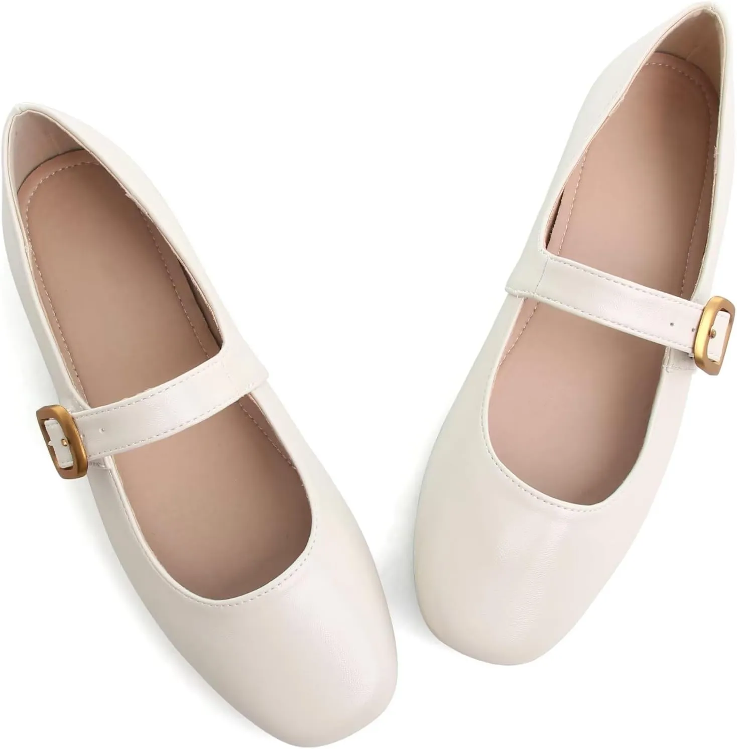 TN TANGNEST Leather Flats for Women Comfortable Square Toe Slip On Flats Soft Work Flats Retro Mary Jane Flats