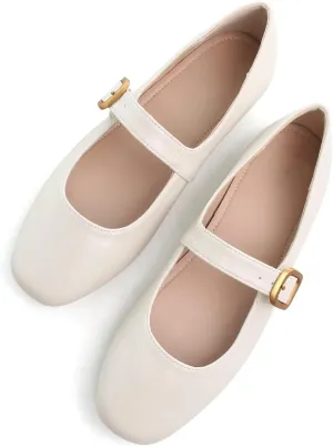TN TANGNEST Leather Flats for Women Comfortable Square Toe Slip On Flats Soft Work Flats Retro Mary Jane Flats