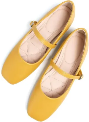 TN TANGNEST Leather Flats for Women Comfortable Square Toe Slip On Flats Soft Work Flats Retro Mary Jane Flats