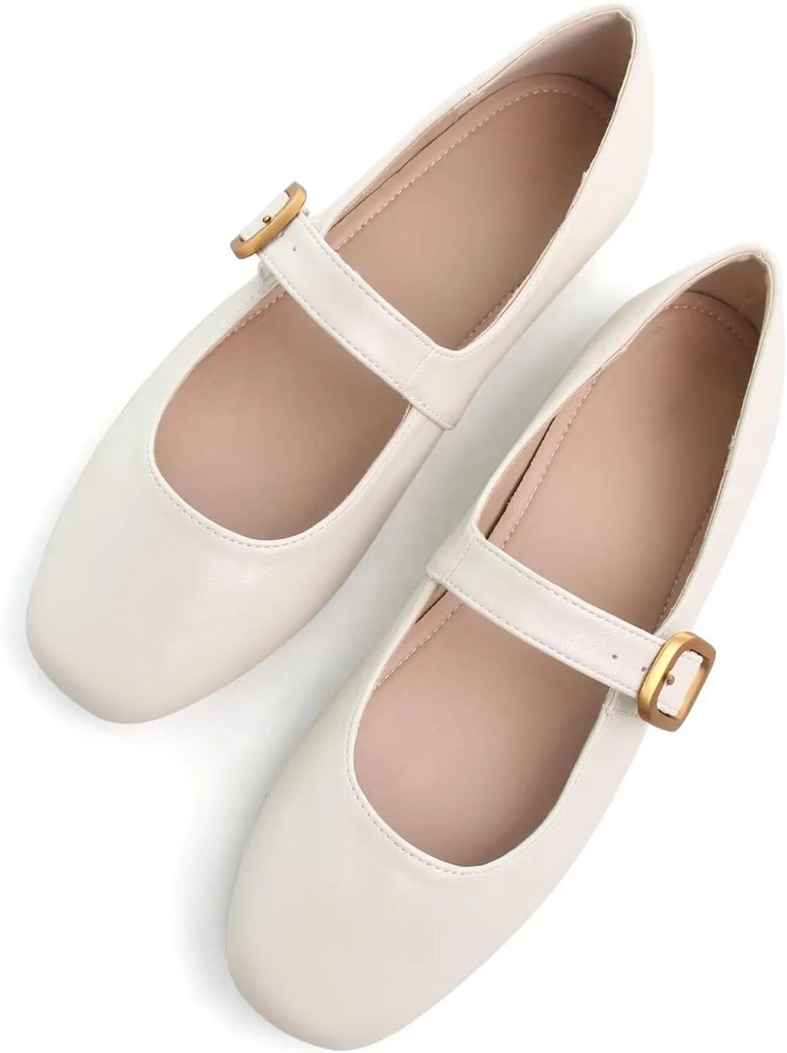 TN TANGNEST Leather Flats for Women Comfortable Square Toe Slip On Flats Soft Work Flats Retro Mary Jane Flats