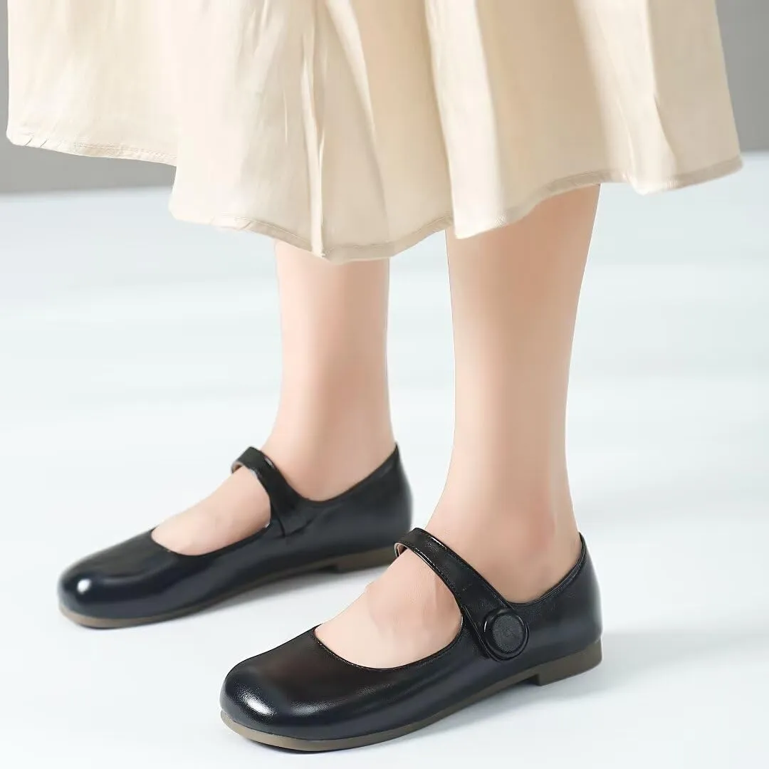 TN TANGNEST Women's Flats Classical Square Toe One Line Strap Mary Jane Flats Soft Slip On Flats
