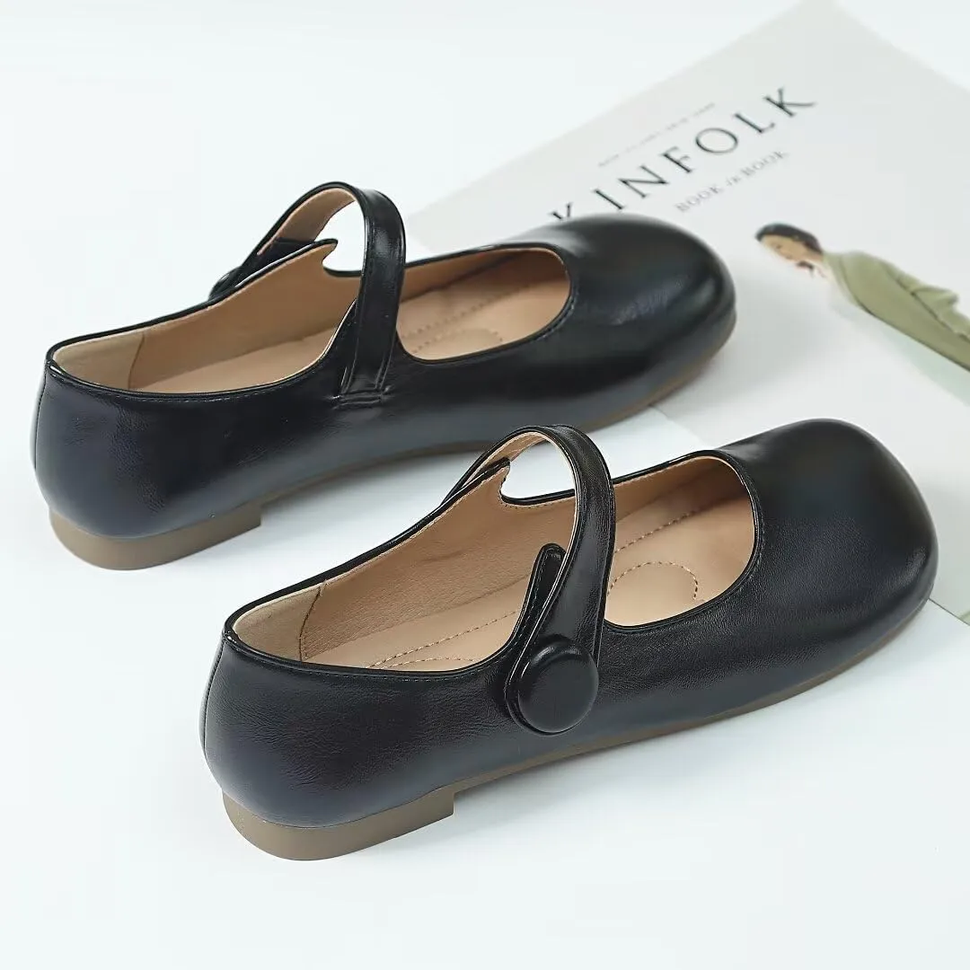 TN TANGNEST Women's Flats Classical Square Toe One Line Strap Mary Jane Flats Soft Slip On Flats