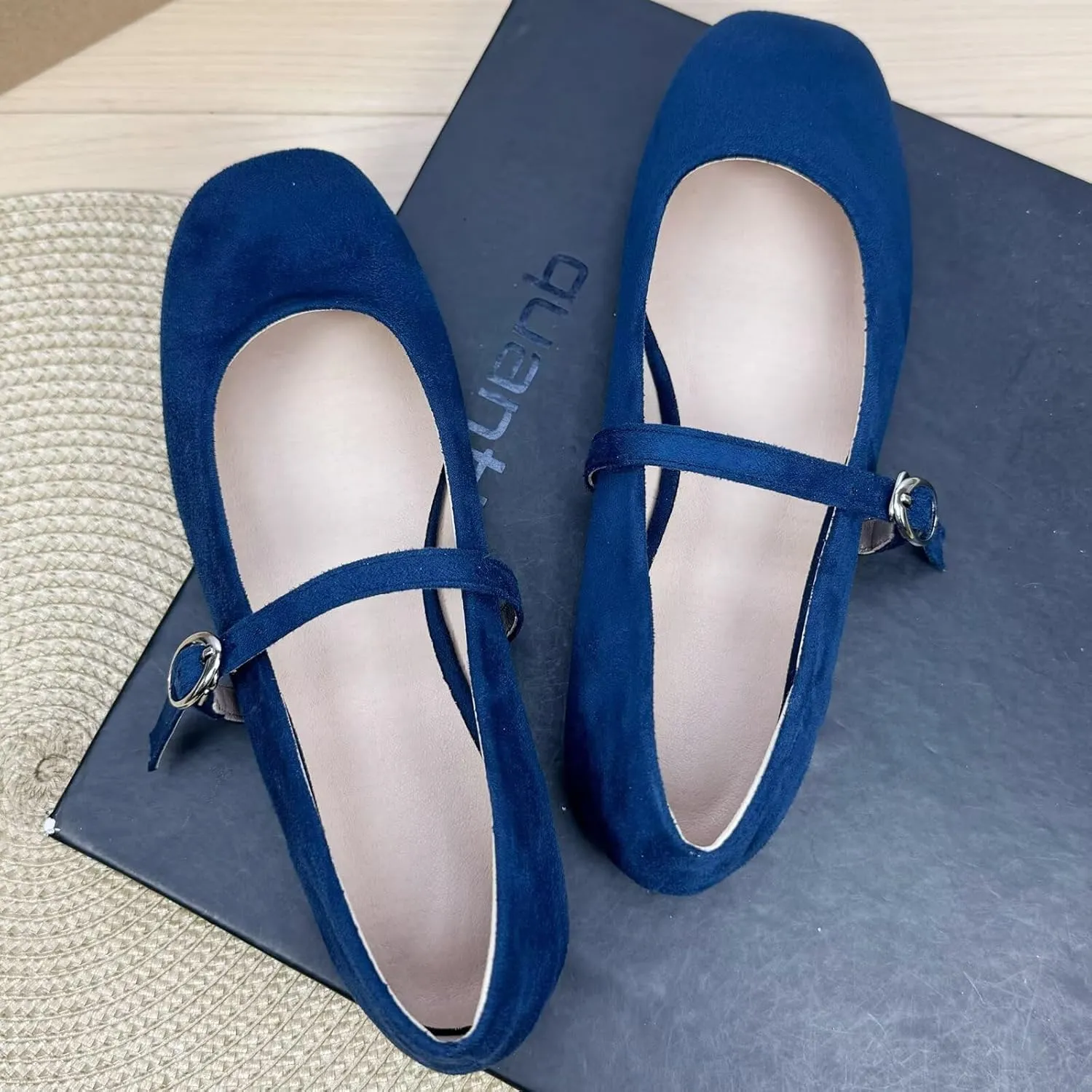 TN TANGNEST Women's Leather Flats Comfortable Square Toe Dress Flats Retro Soft Mary Jane Flats