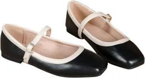 TN TANGNEST Women's Mary Jane Flats Fashion Square Toe Slip On Buckle Flats Soft Comfortable Casual Flat Shoes