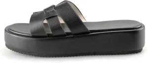 TOCONFFON Women's Flat Sandals Comfortable Platform Slides Sandals Casual Summer Beach Slip On Sandals with Soft PU Leather