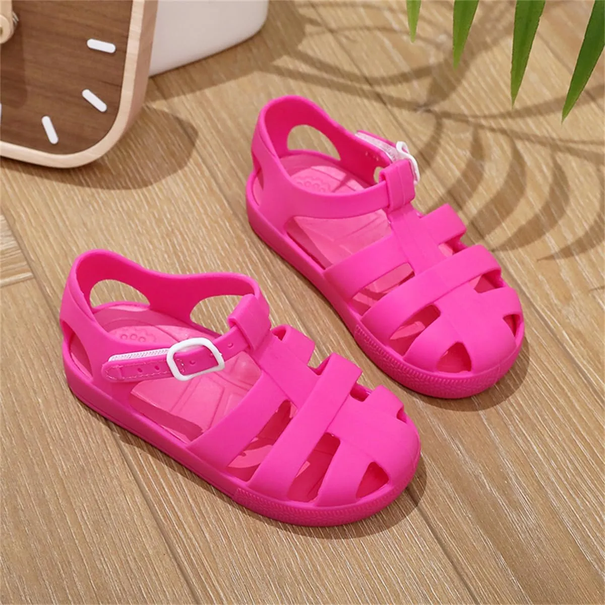 Toddler Girls Jelly Sandals Summer Outdoor Closed Toe Soft Rubber Sole Beach Water Shoes Mary Jane Dress Princess Flat