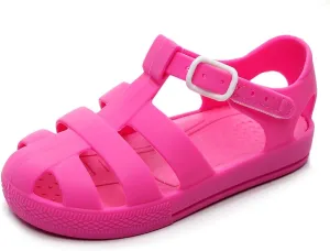 Toddler Girls Jelly Sandals Summer Outdoor Closed Toe Soft Rubber Sole Beach Water Shoes Mary Jane Dress Princess Flat