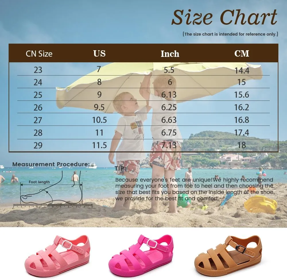 Toddler Girls Jelly Sandals Summer Outdoor Closed Toe Soft Rubber Sole Beach Water Shoes Mary Jane Dress Princess Flat