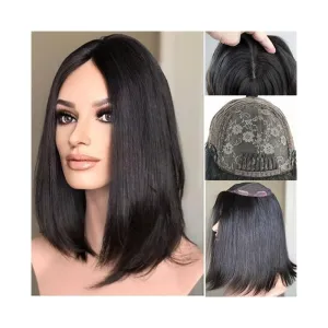 Toppers for Women Straight Human Hair Topper for Women 8"x8" Skin Scalp Silk Top Hair Piece Clip in Straight Virgin Hair Topper for Women with Hair Loss or Thin Hair Hair Toppers(10inches)