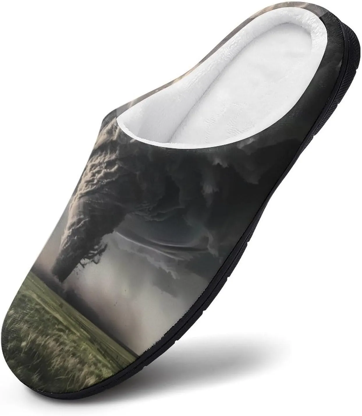 Tornado Thunderstorms Men's Cotton Slippers Soft House Shoes Anti-Skid Bedroom Slipper for Home Outdoor
