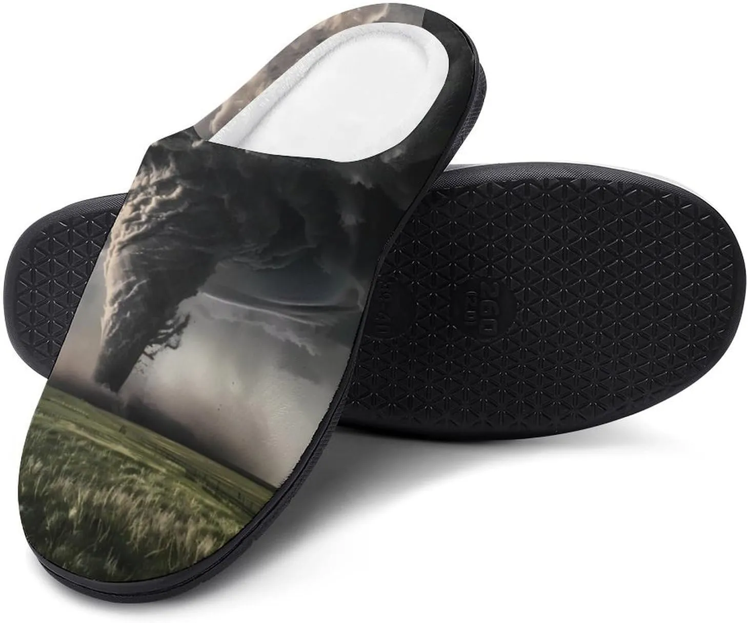 Tornado Thunderstorms Men's Cotton Slippers Soft House Shoes Anti-Skid Bedroom Slipper for Home Outdoor