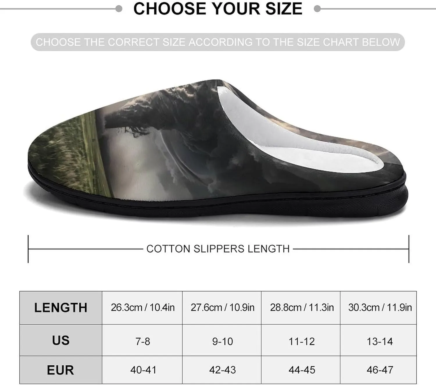 Tornado Thunderstorms Men's Cotton Slippers Soft House Shoes Anti-Skid Bedroom Slipper for Home Outdoor