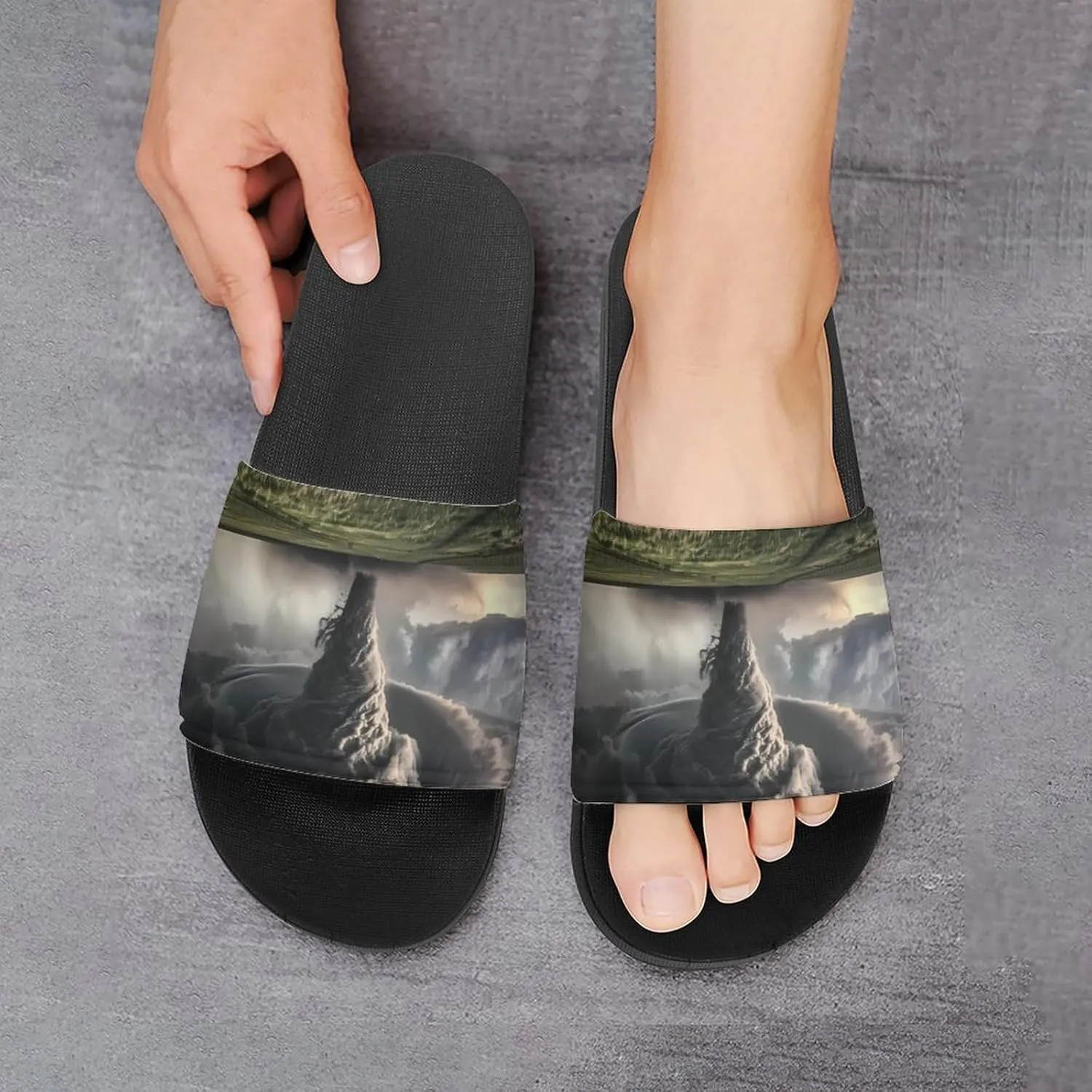 Tornado Thunderstorms PVC Home Slippers Non-Slip Shower Shoes Casual Bathroom Slippers for Women Men