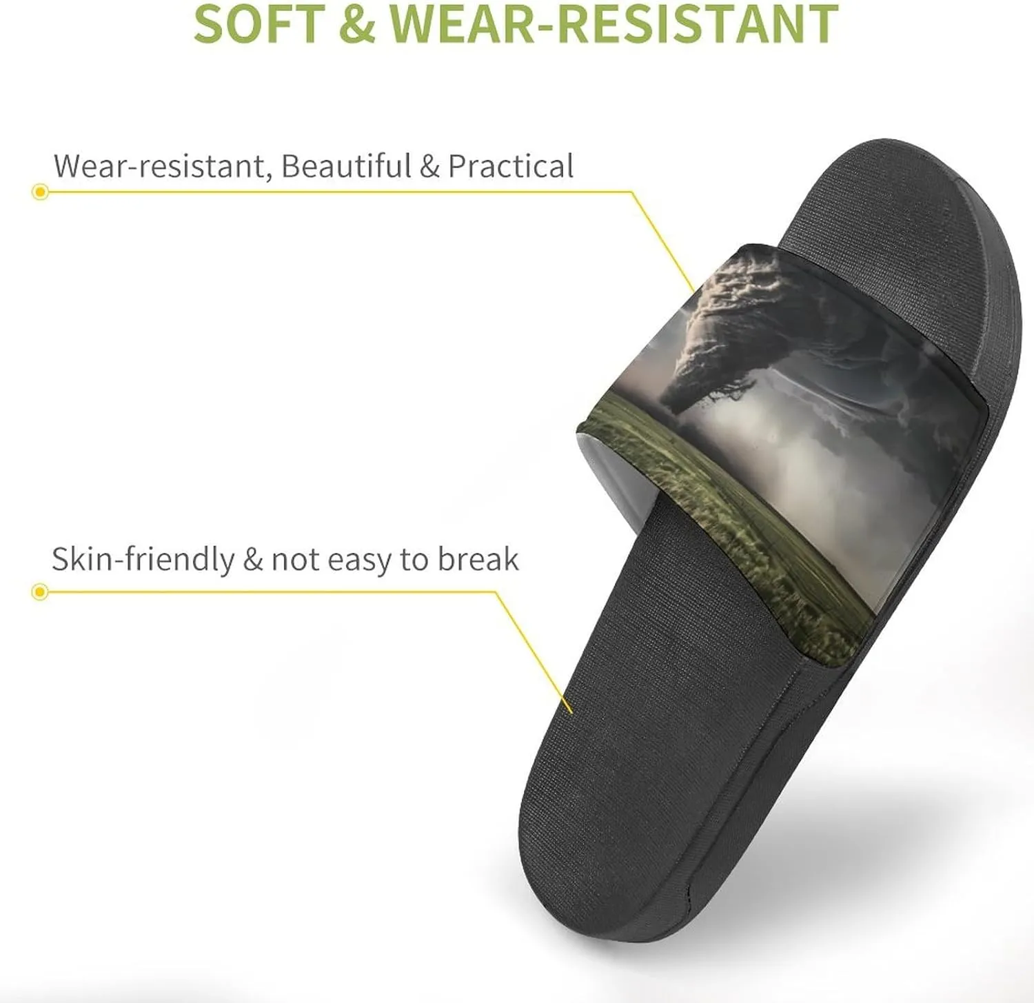 Tornado Thunderstorms PVC Home Slippers Non-Slip Shower Shoes Casual Bathroom Slippers for Women Men