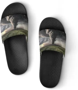 Tornado Thunderstorms PVC Home Slippers Non-Slip Shower Shoes Casual Bathroom Slippers for Women Men