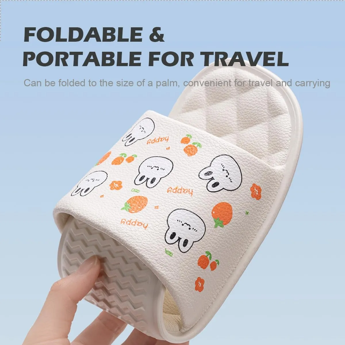 Travel Slippers for Women and Men, Portable Foldable Slippers with Storage Bag, Soft Comfy Non-Slip Quick Dry House Bathroom Shower Shoes Spa Gym Swimming Beach Sandals