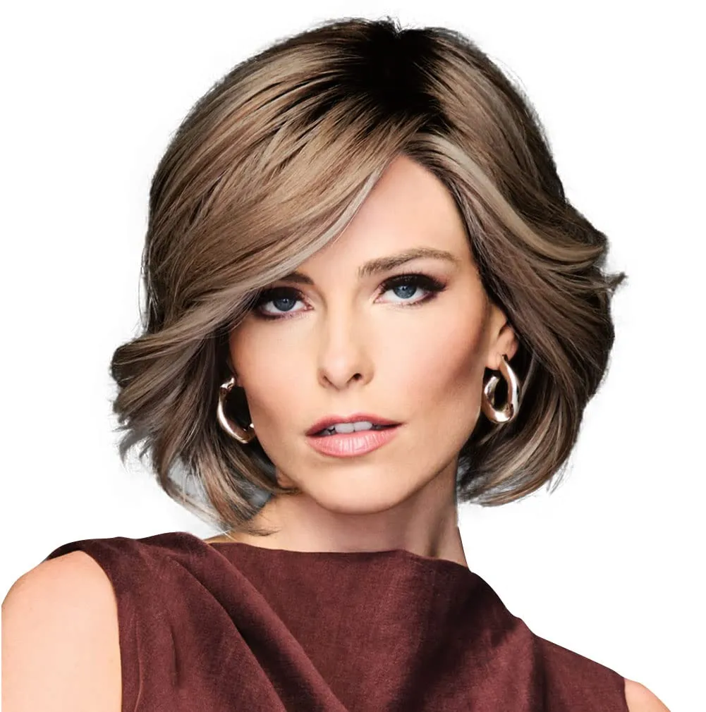 TREND ALERT Chin-Length Full Volume Bob Boy Cut Wig, Designer Series by Hairuwear, Average Cap Size, GF12-22SS Cappuccino