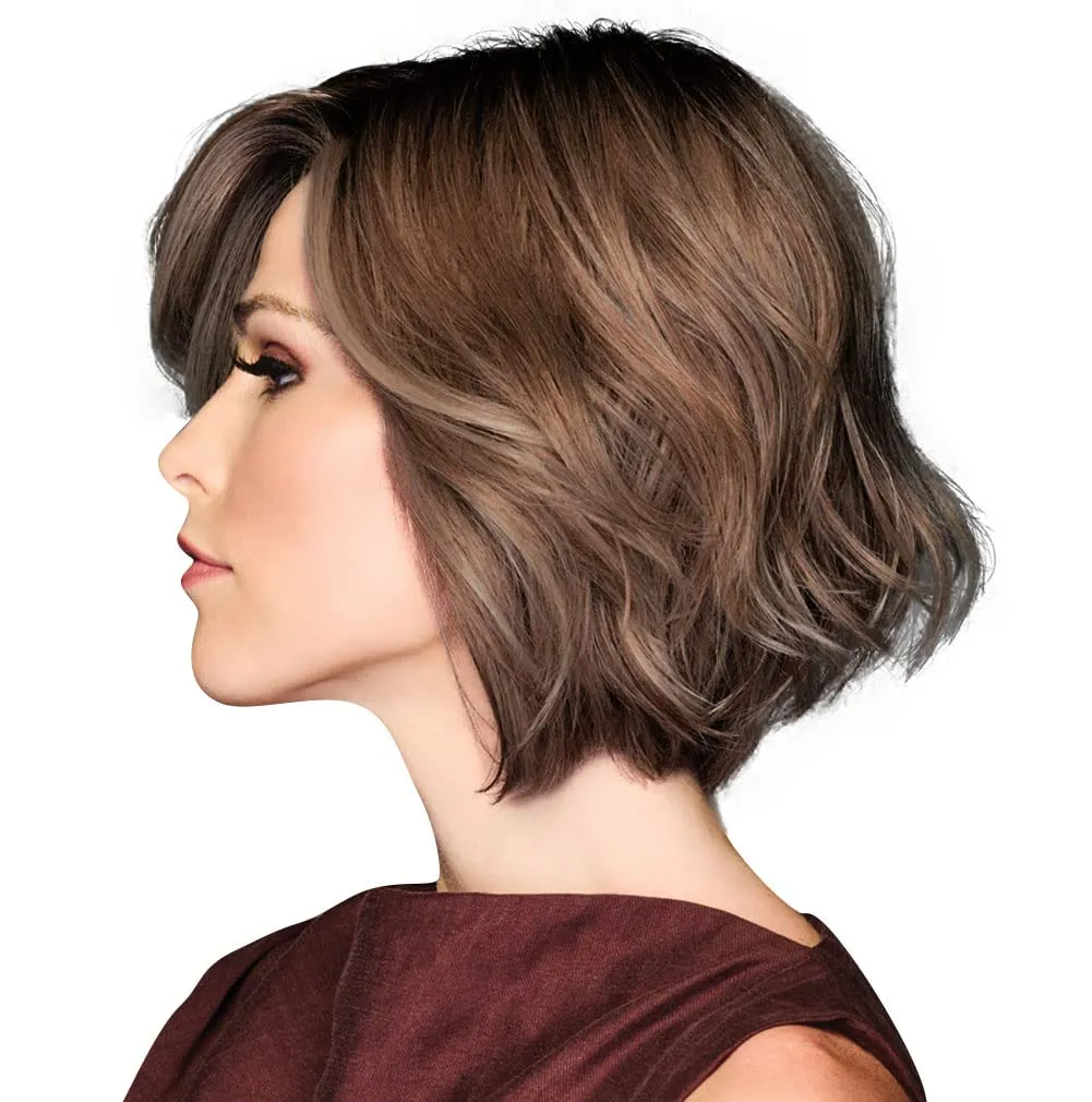 TREND ALERT Chin-Length Full Volume Bob Boy Cut Wig, Designer Series by Hairuwear, Average Cap Size, GF12-22SS Cappuccino