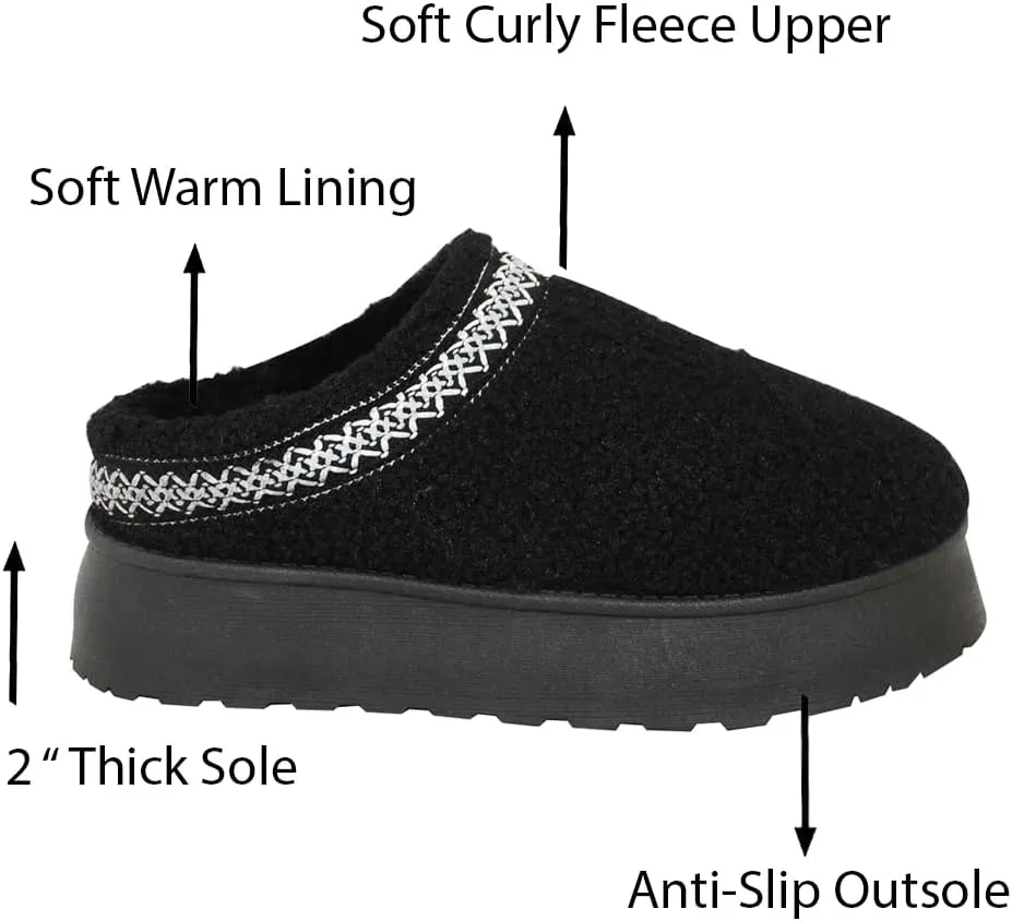 TRENDSUP Women's Platform Slippers, Suede Short Ankle Boots, Fur Fleece Lined, Slip-on, Durable for Indoor and Outdoor, Warm and Fuzzy