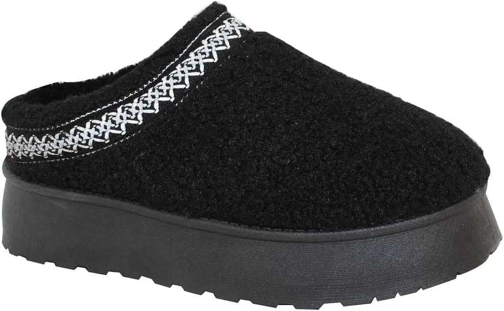 TRENDSUP Women's Platform Slippers, Suede Short Ankle Boots, Fur Fleece Lined, Slip-on, Durable for Indoor and Outdoor, Warm and Fuzzy