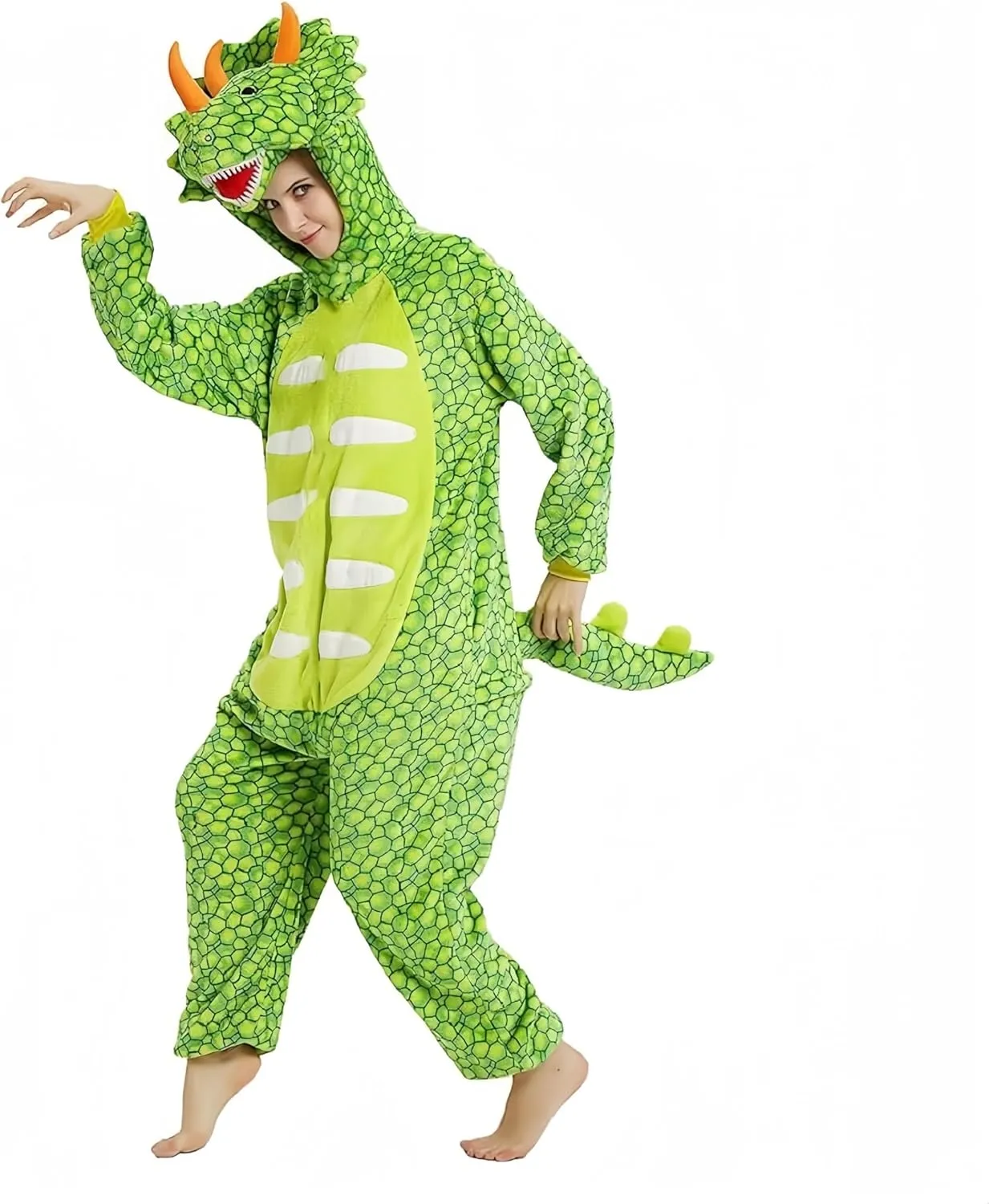 Triceratops Dinosaur Onesie Animal Cosplay Costume Halloween Christmas Pajamas for Adult Cartoon One Piece Unisex