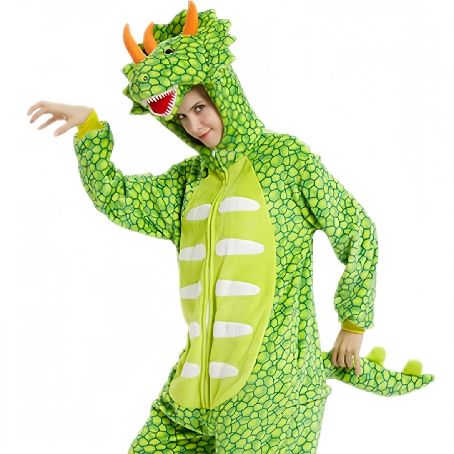 Triceratops Dinosaur Onesie Animal Cosplay Costume Halloween Christmas Pajamas for Adult Cartoon One Piece Unisex