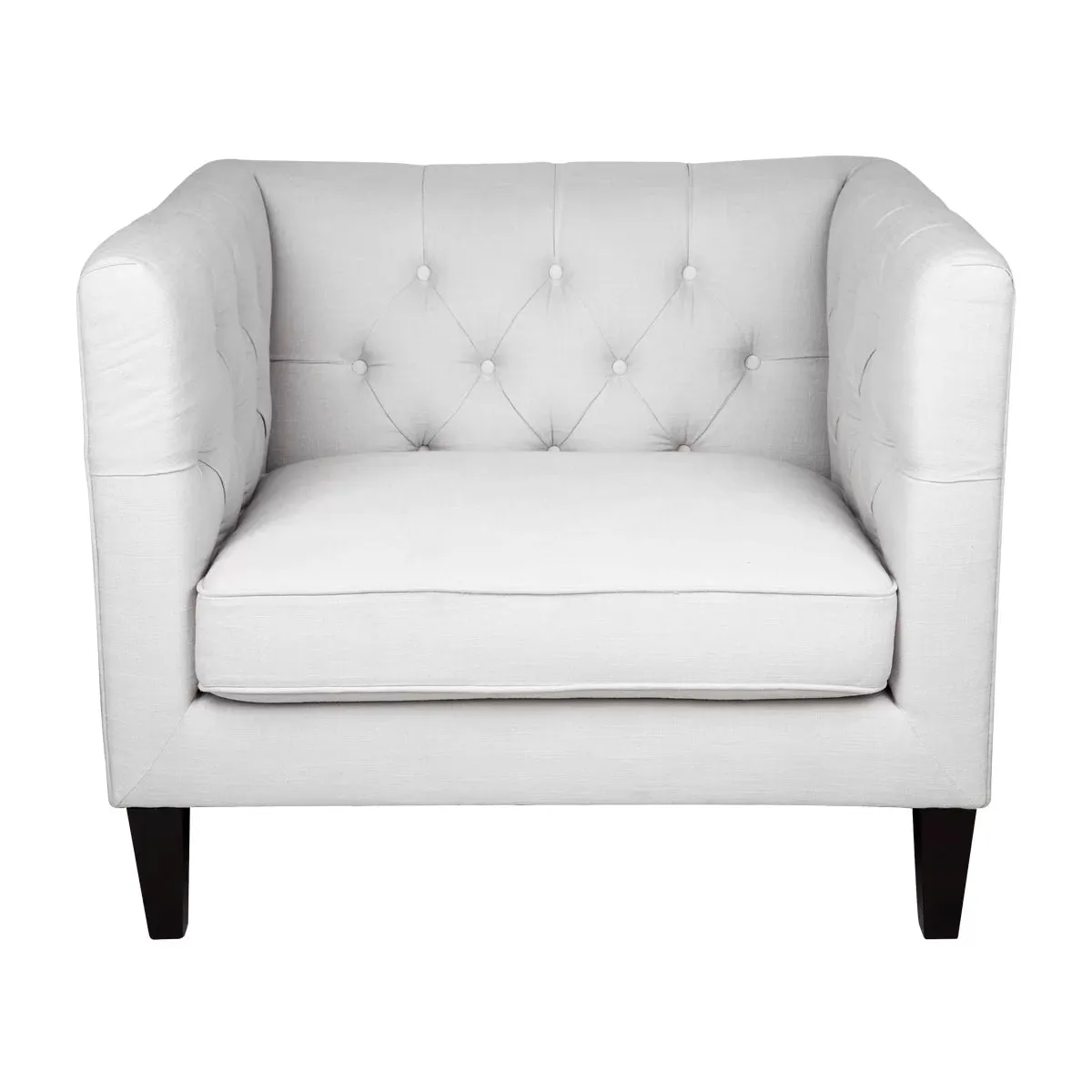 Tuxedo Tufted Arm Chair - Cool Grey Linen