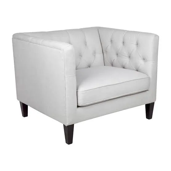 Tuxedo Tufted Arm Chair - Cool Grey Linen