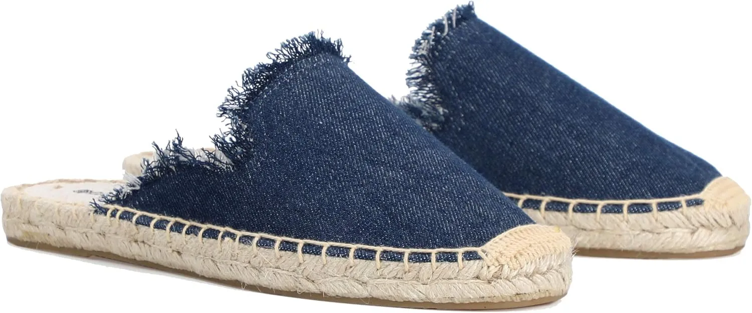 U-lite Women's Simple Mule Breathable Flat Espadrilles Shoes, Pure Color Mules