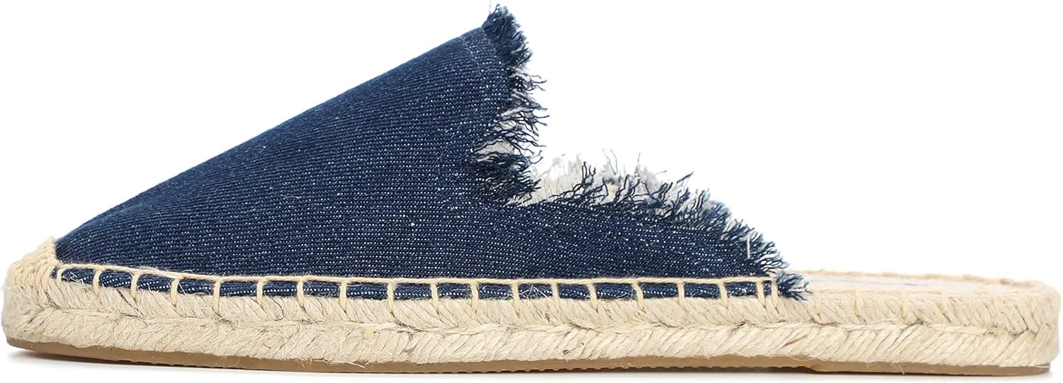 U-lite Women's Simple Mule Breathable Flat Espadrilles Shoes, Pure Color Mules