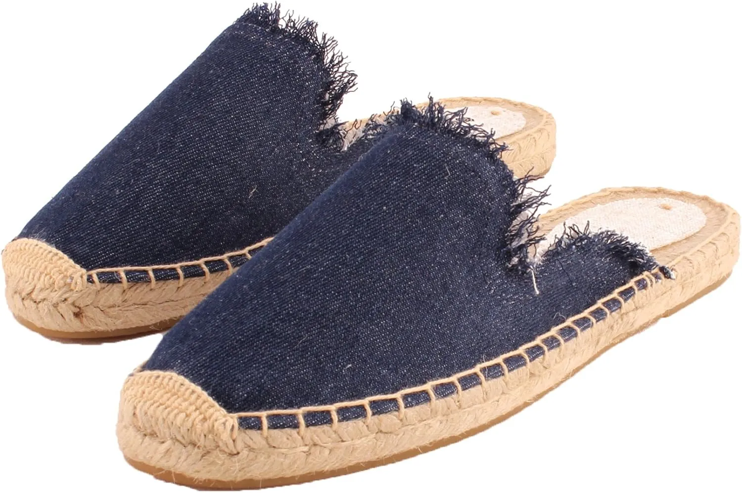 U-lite Women's Simple Mule Breathable Flat Espadrilles Shoes, Pure Color Mules