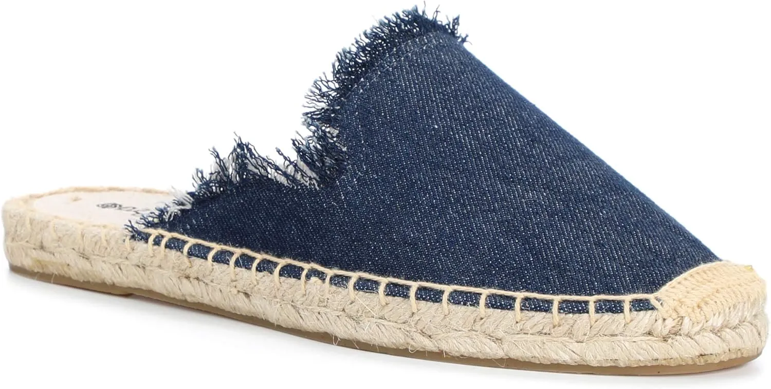 U-lite Women's Simple Mule Breathable Flat Espadrilles Shoes, Pure Color Mules
