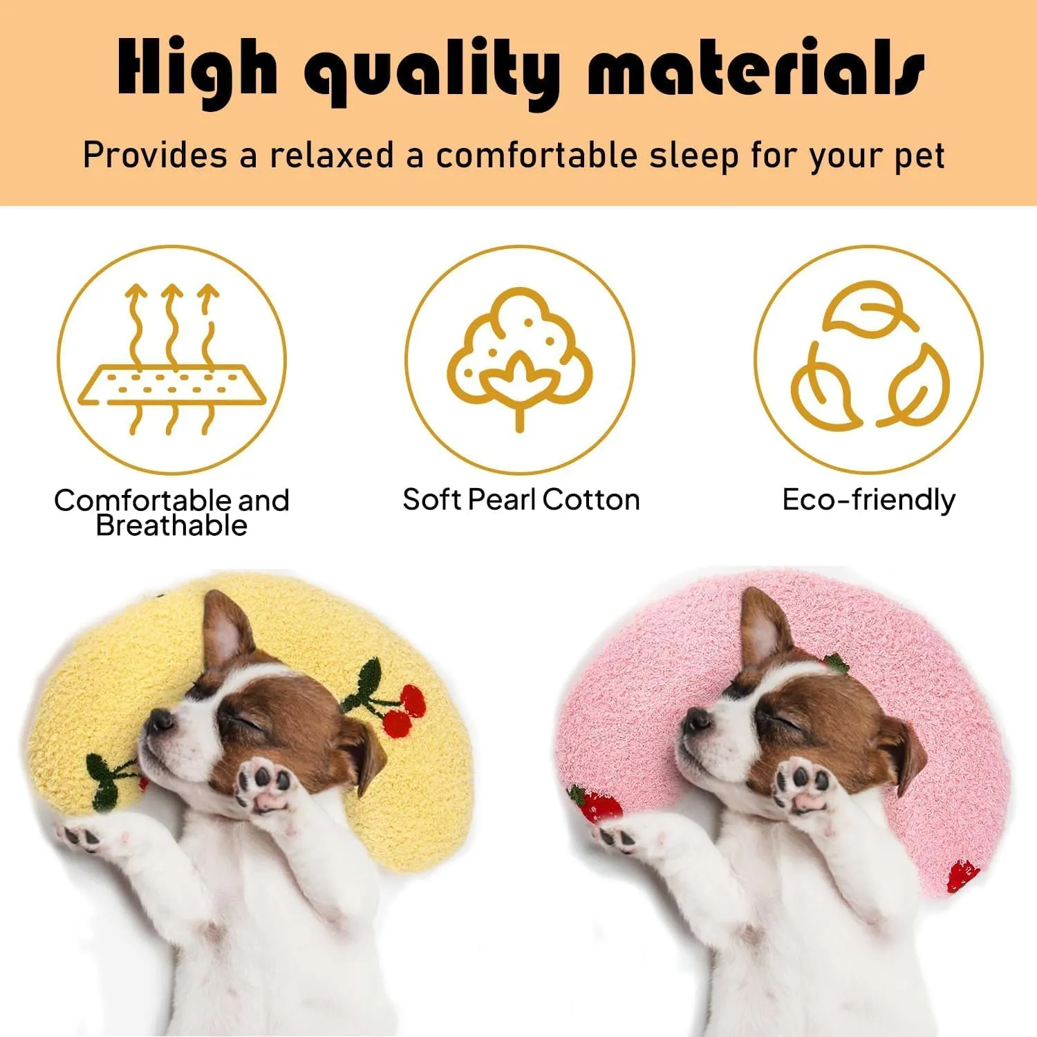 U-Shaped Calming Pillow for Cats and Dogs - Super Soft Plush Fabric, Cozy Headrest, Neck Support for Deep Sleep, Kitten Headrest, Pet Bed (Pink)