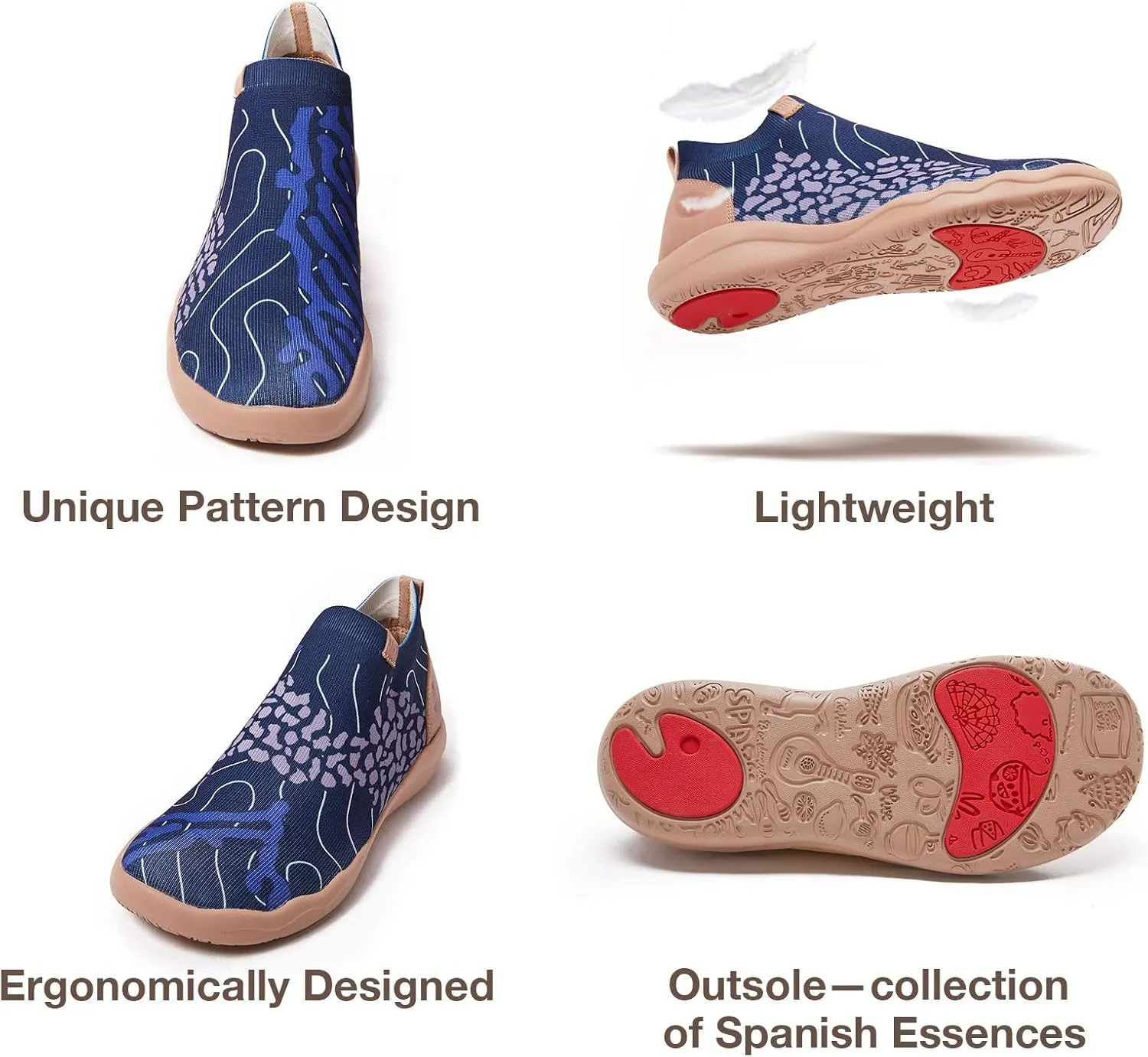 UIN Men's Walking Shoes Slip On Knitted Casual Boots Lightweight Comfort Fashion Sneaker The New Us