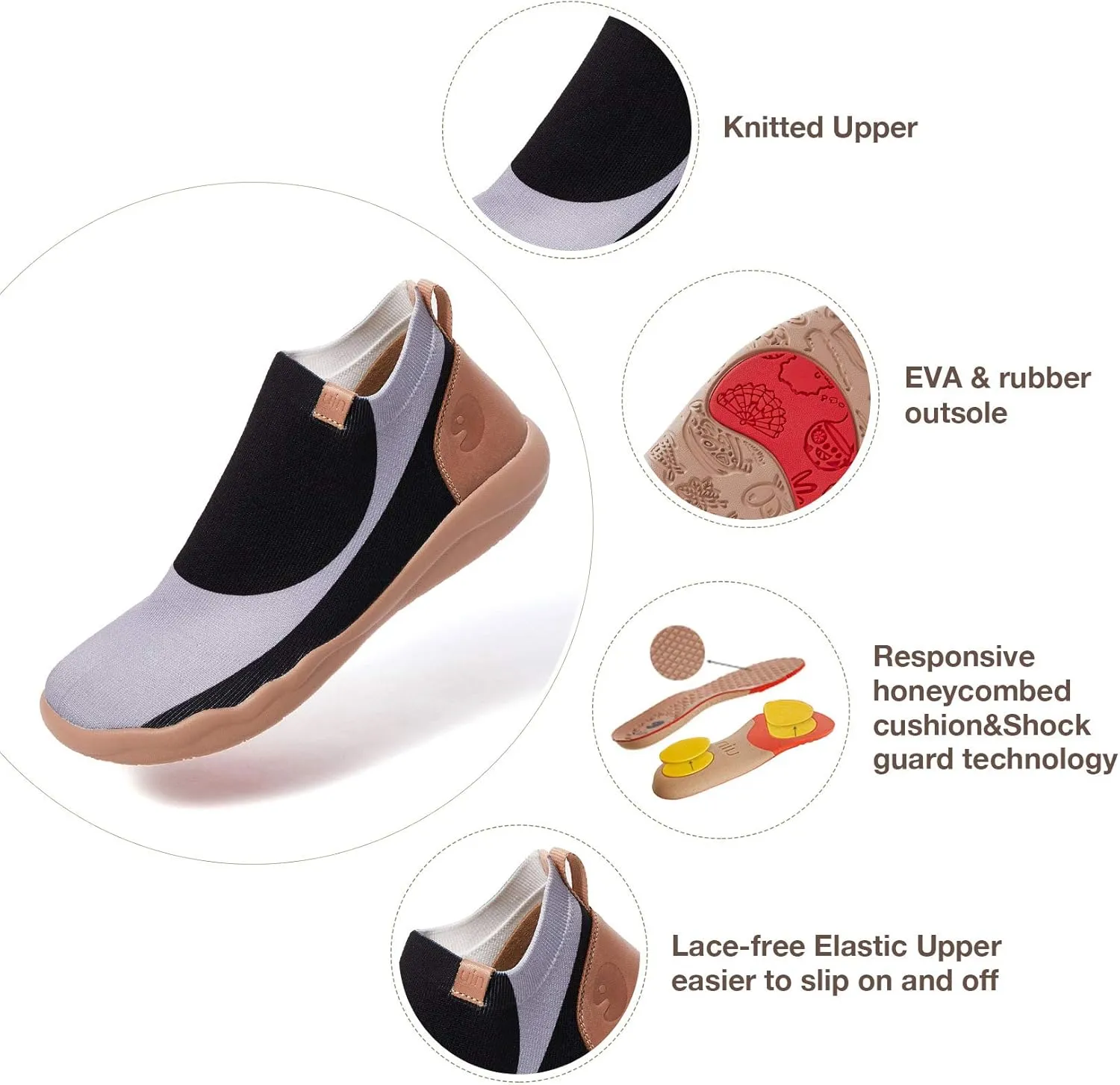 UIN Men's Walking Shoes Slip On Knitted Casual Boots Lightweight Comfort Fashion Sneaker The New Us