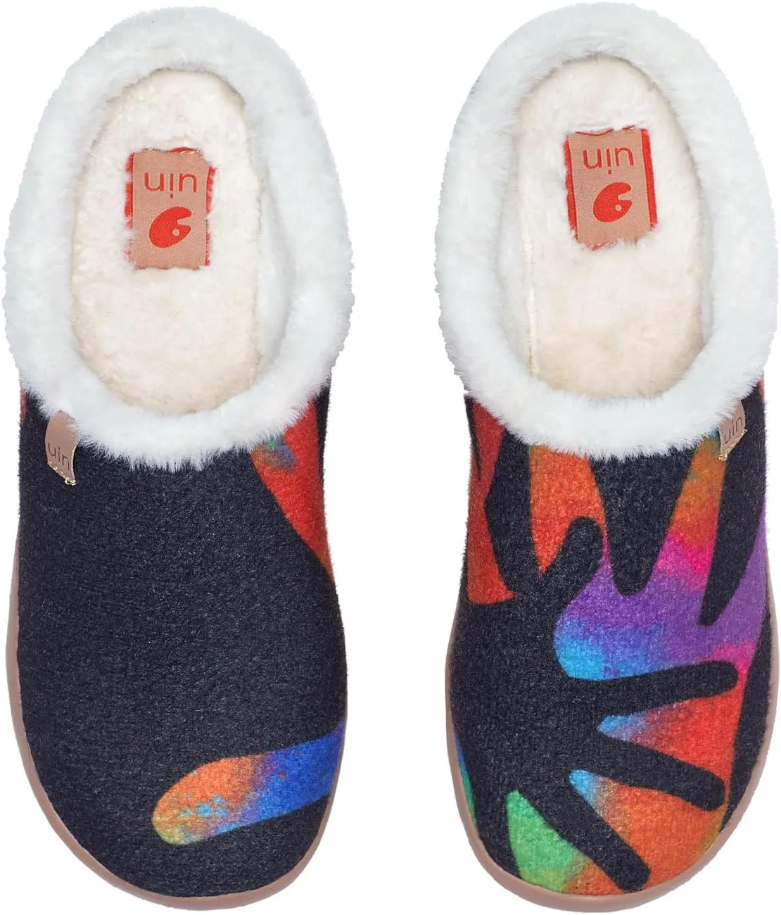 UIN Women's Mules Fashion Comfort Travel Art Painted Chunky Shoes Wide Toe Casual Household Slippers Slip On Loafers