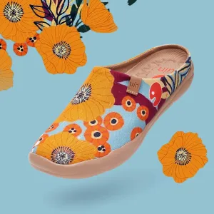 UIN Women's Slip On Mules Comfortable Flat Lightweight Wide Toe Clog Casual Art Painted Travel Shoes Malaga Series