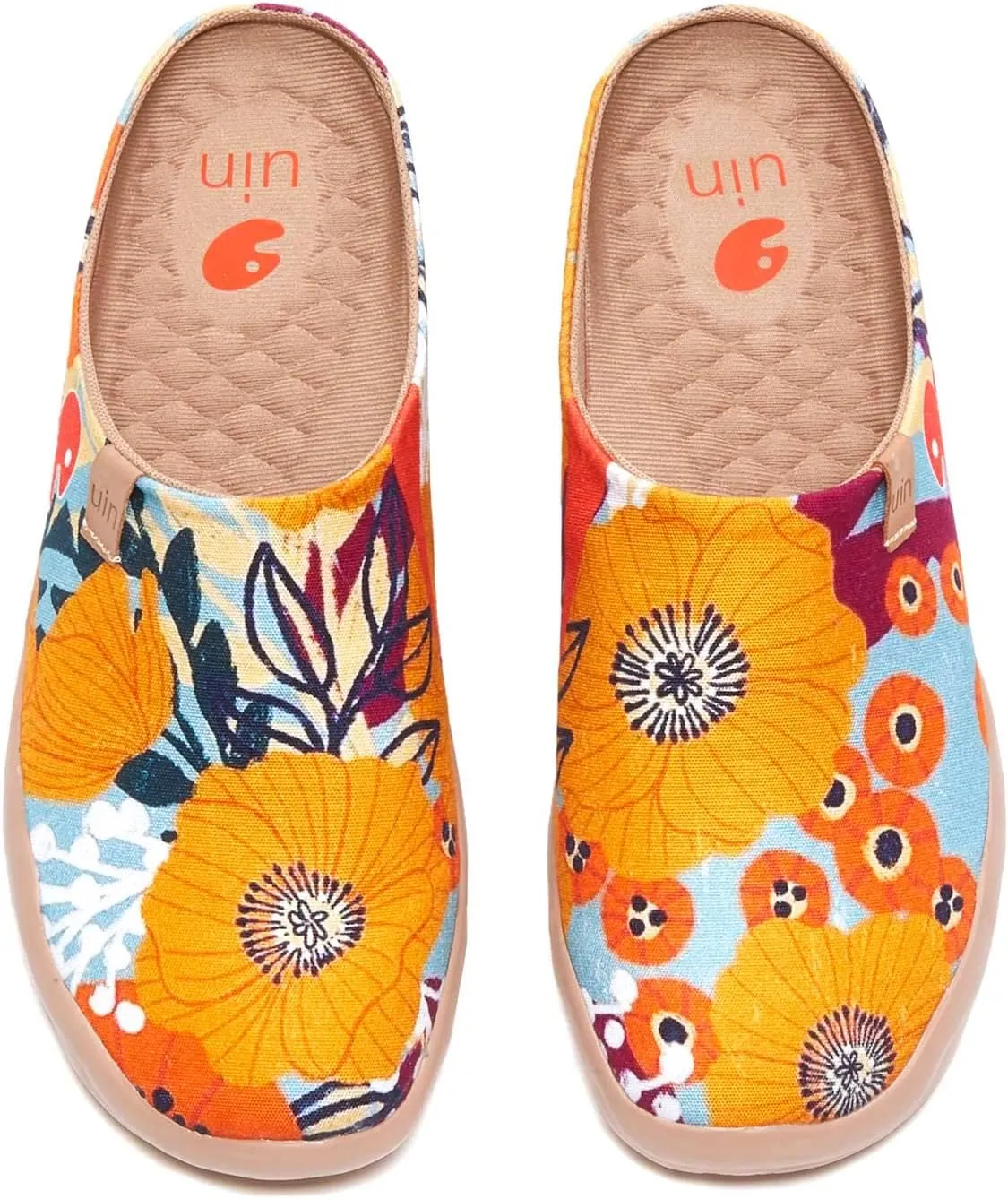 UIN Women's Slip On Mules Comfortable Flat Lightweight Wide Toe Clog Casual Art Painted Travel Shoes Malaga Series