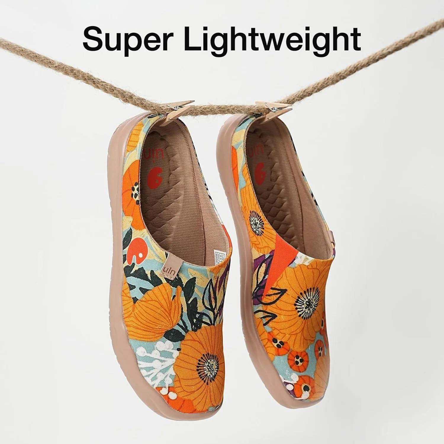 UIN Women's Slip On Mules Comfortable Flat Lightweight Wide Toe Clog Casual Art Painted Travel Shoes Malaga Series