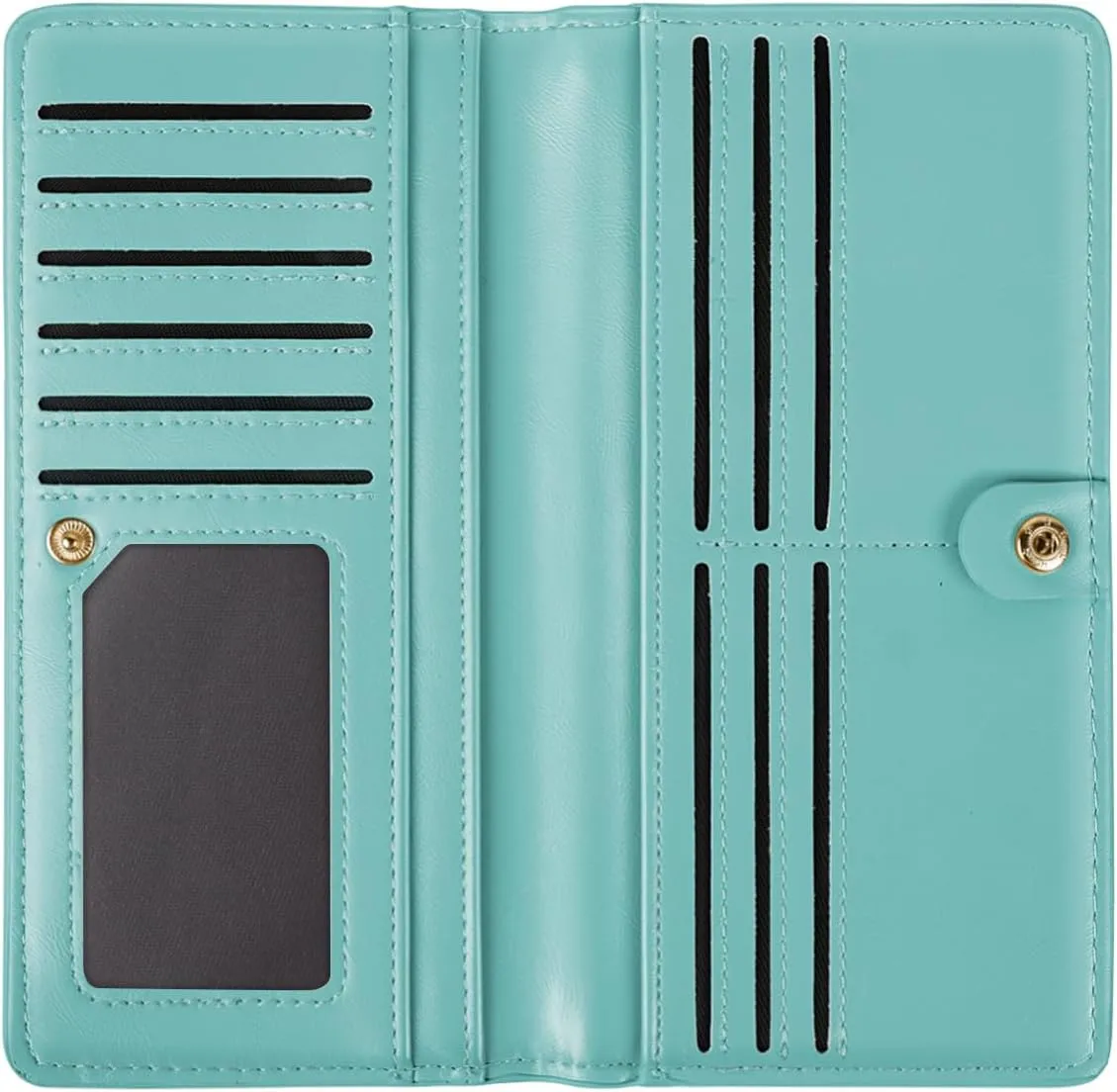 Ultra Slim Womens Wallet Minimalist Thin Long Leather Bifold Wallet RFID Blocking Card Holder Organizer with Zipper Coin Pocket Ladies Girls Gift Purse, Blue Flowers