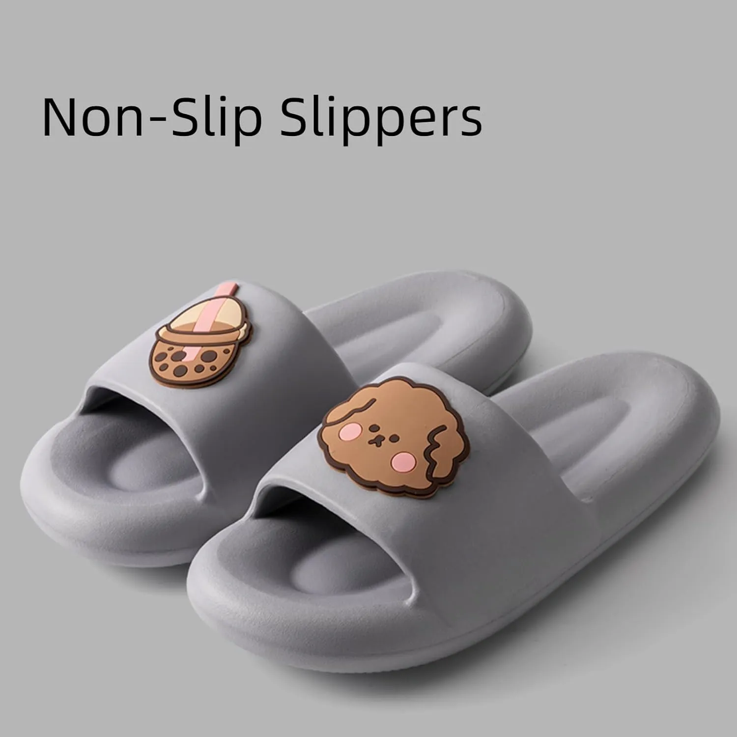 Ultra-soft cute boba dog slippers for men and women; Non Slip; Quick Drying; Thick Sole; Bathroom Swimming Beach Indoor and Outdoor