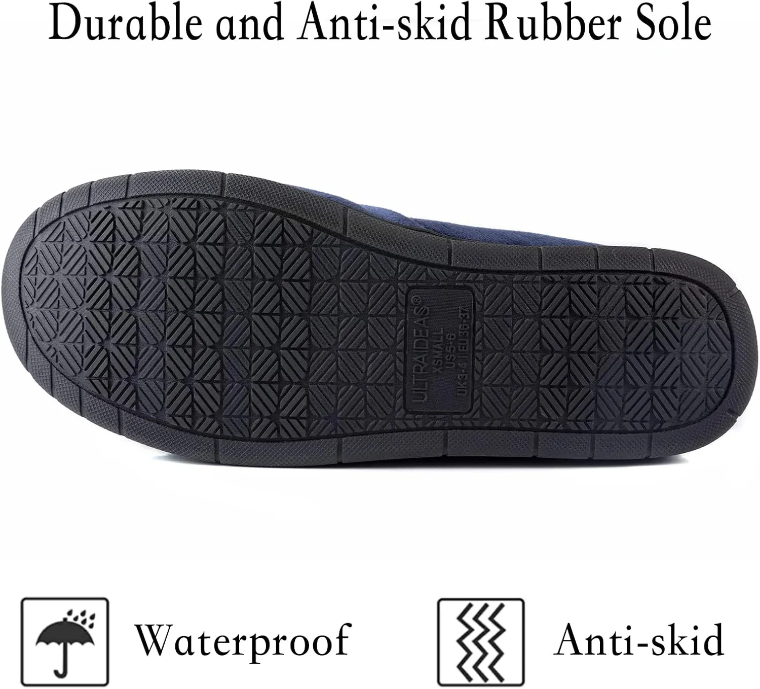 ULTRAIDEAS Women's Grace Closed Back Slippers, Memory Foam Loafer House Shoes with Rubber Sole