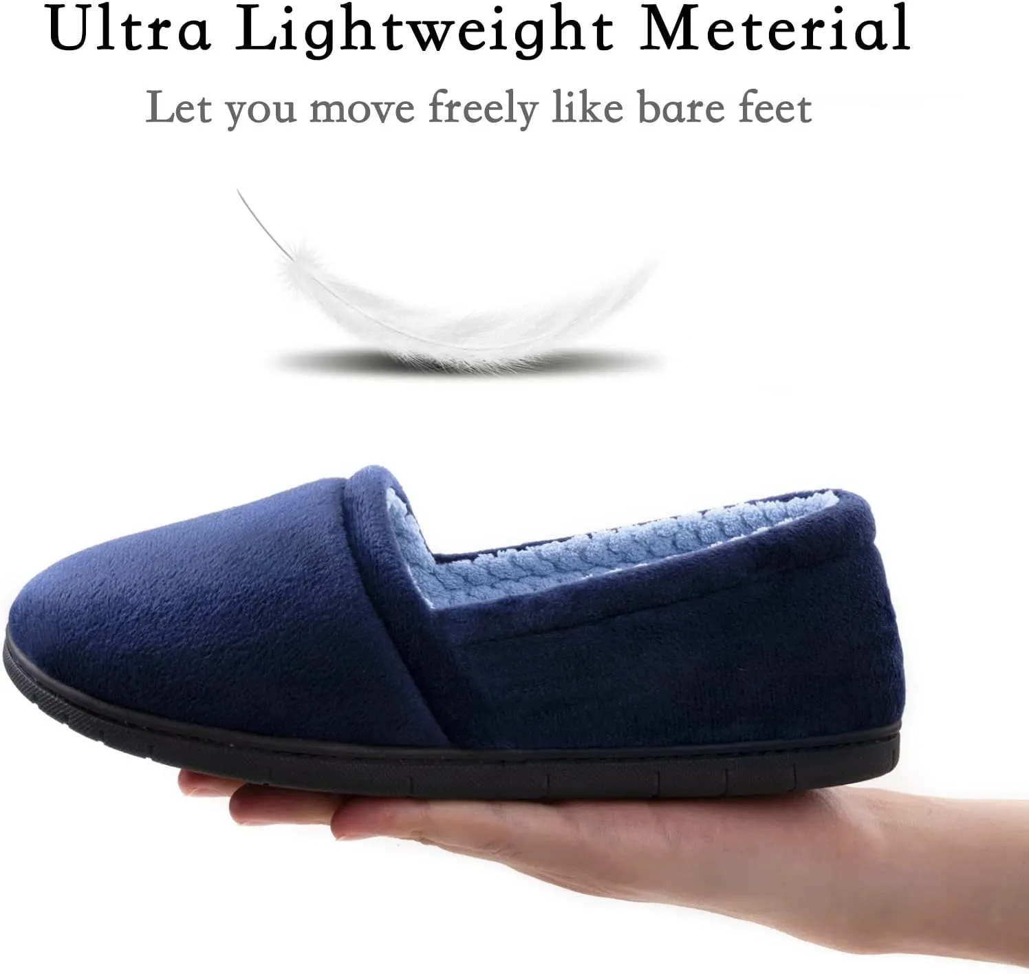 ULTRAIDEAS Women's Grace Closed Back Slippers, Memory Foam Loafer House Shoes with Rubber Sole