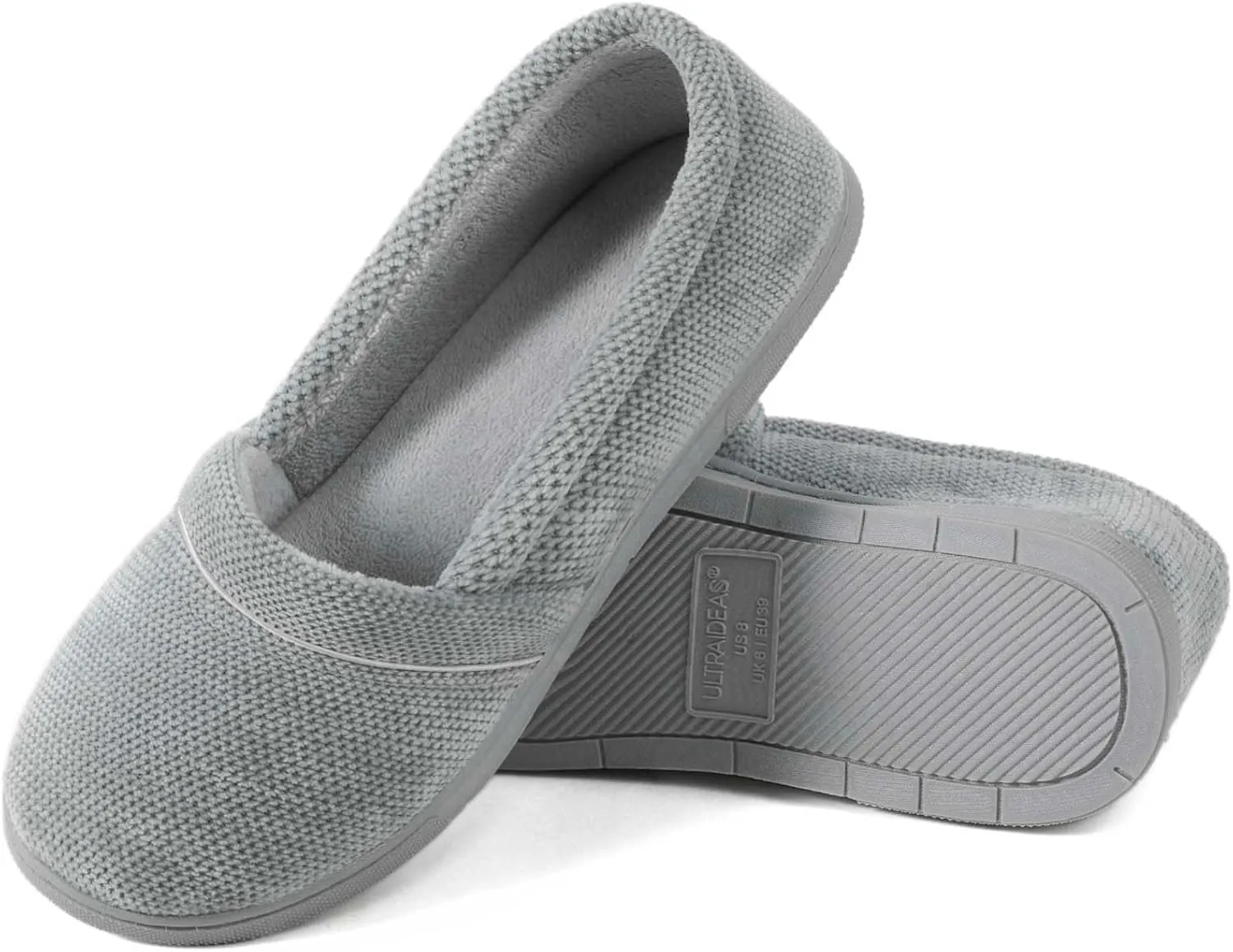 ULTRAIDEAS Women's Grace Closed Back Slippers, Memory Foam Loafer House Shoes with Rubber Sole