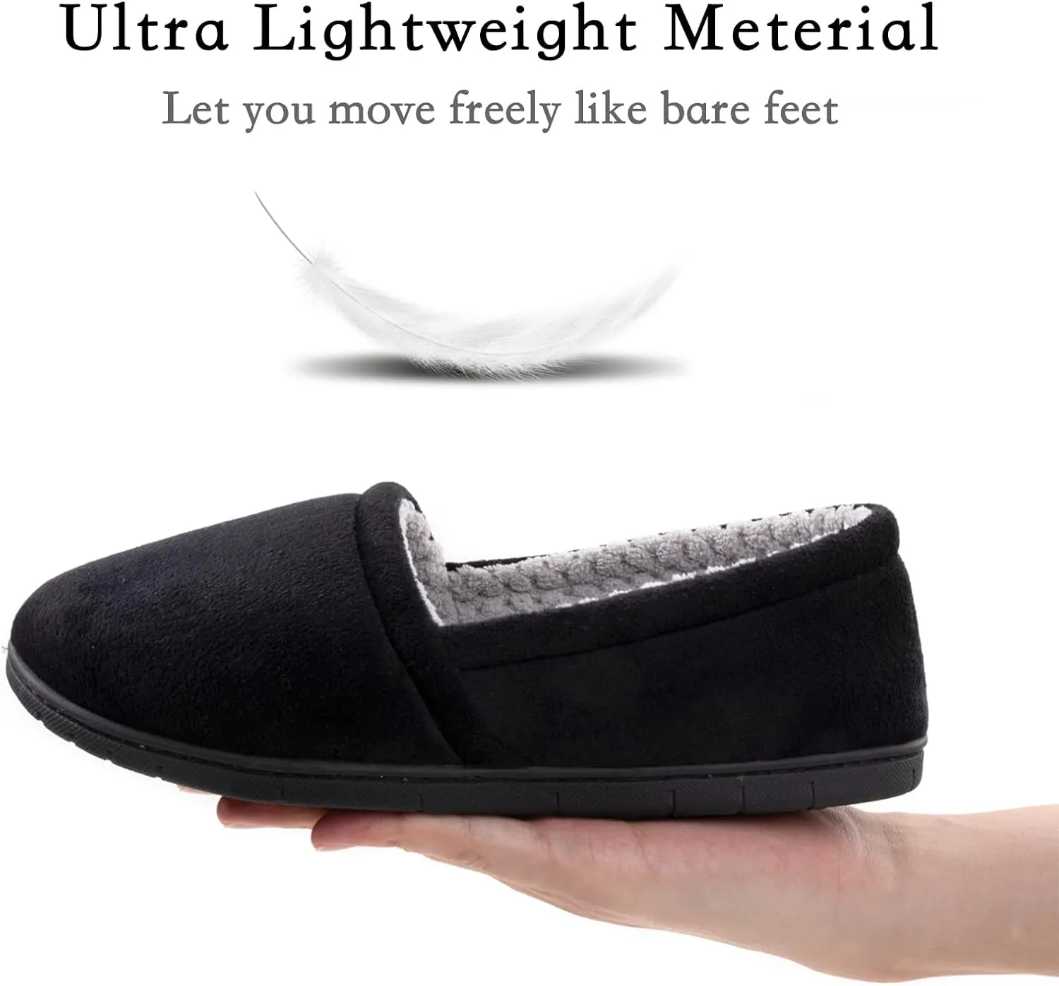 ULTRAIDEAS Women's Grace Closed Back Slippers, Memory Foam Loafer House Shoes with Rubber Sole