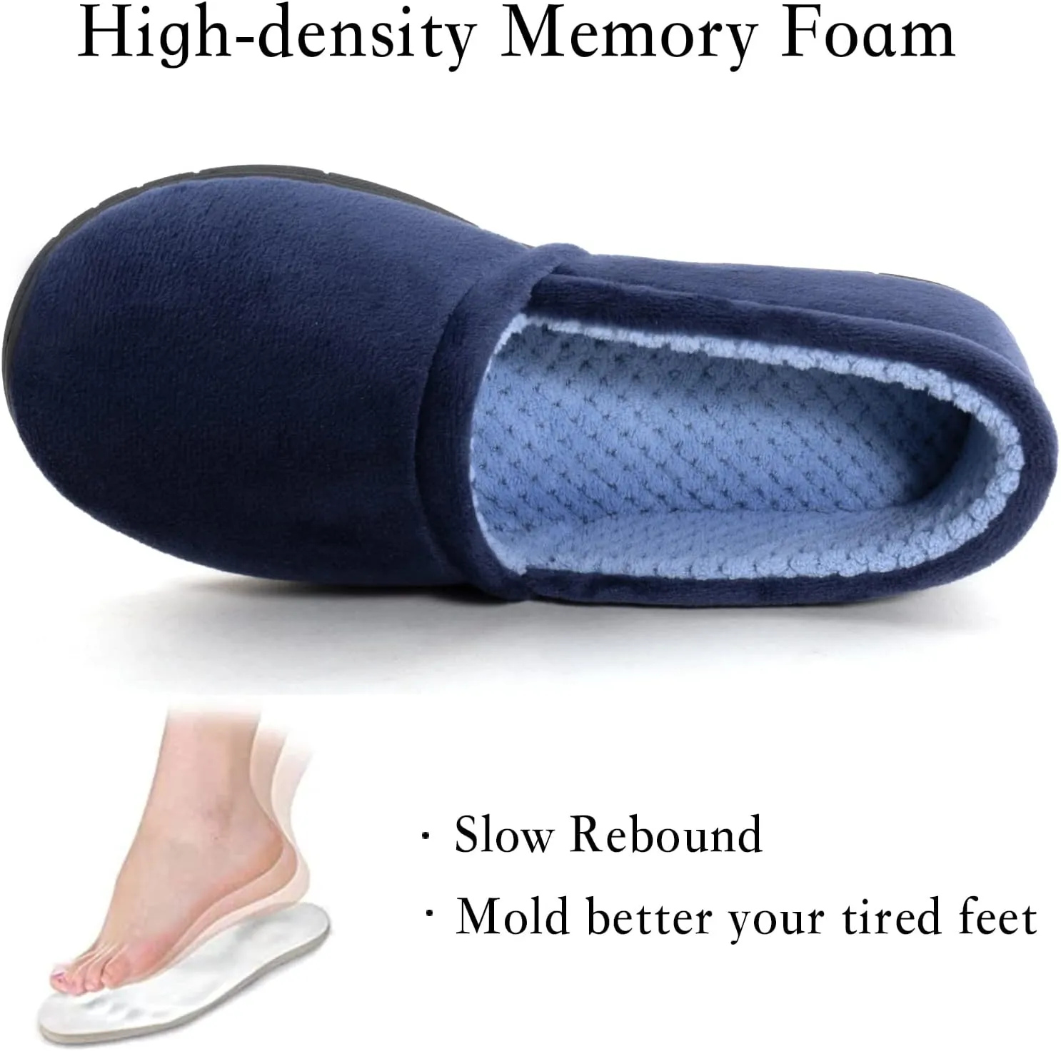 ULTRAIDEAS Women's Grace Closed Back Slippers, Memory Foam Loafer House Shoes with Rubber Sole