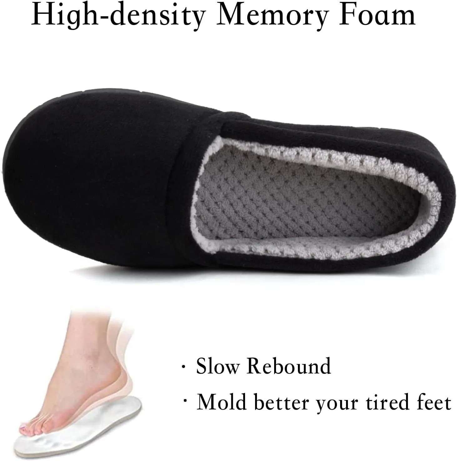 ULTRAIDEAS Women's Grace Closed Back Slippers, Memory Foam Loafer House Shoes with Rubber Sole